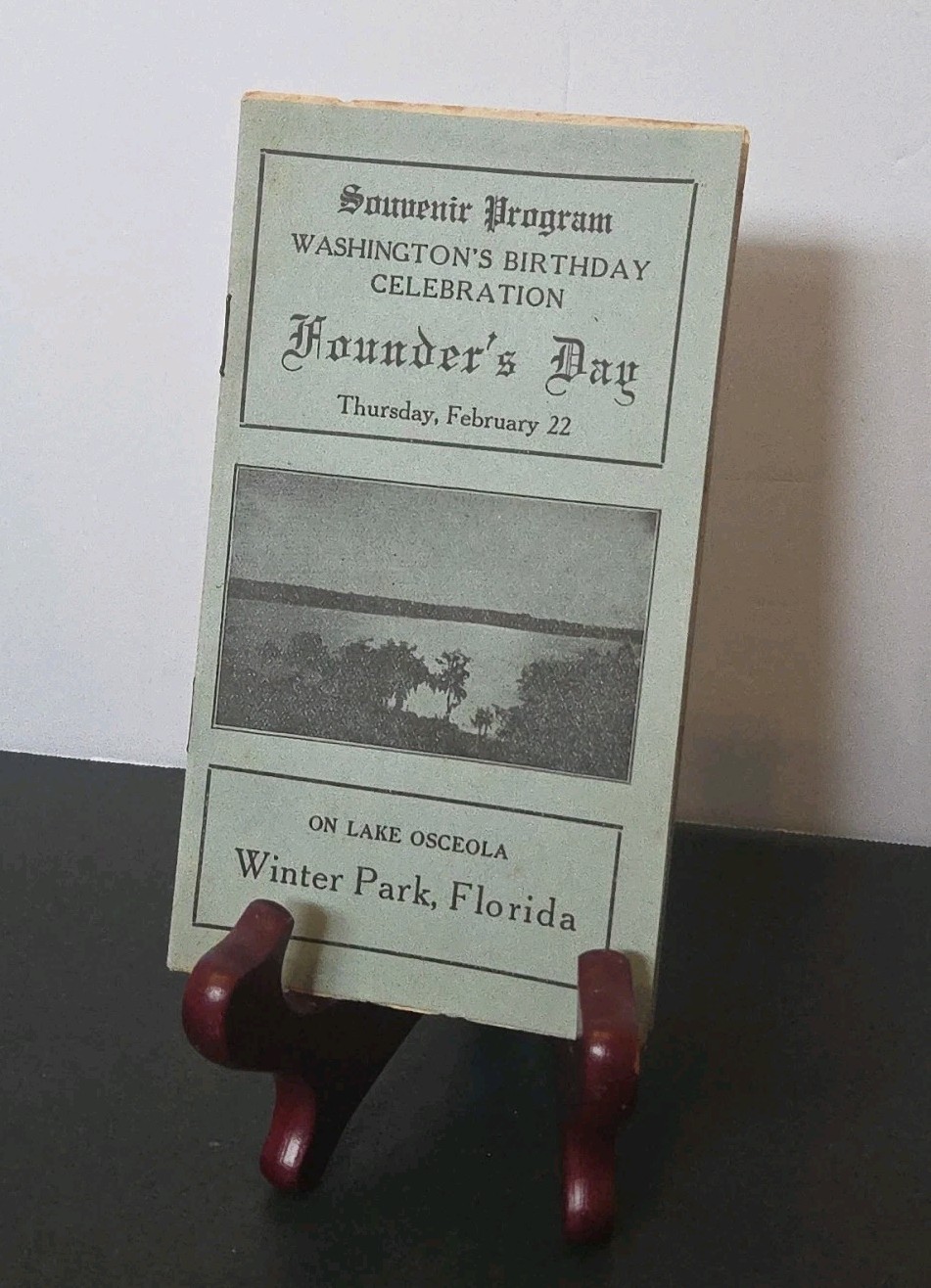 Antique 1923 Winter Park FL Washington\'s Birthday Founder\'s Day Program