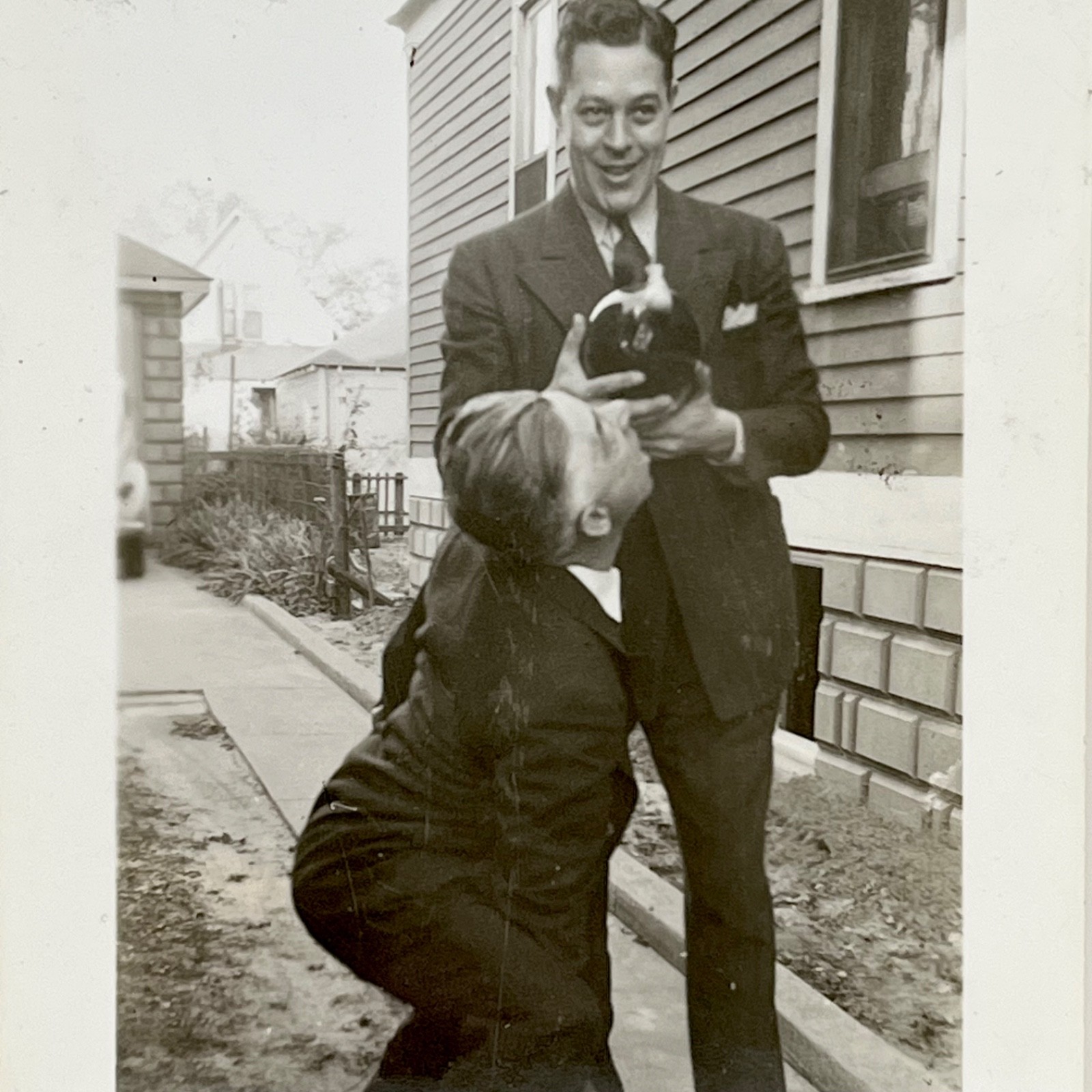 1940s Two Handsome Stylish Men Funny Drinking Gay Interest Vtg Snapshot Photo