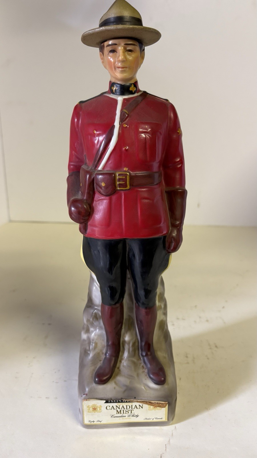 Vintage Canadian Mist Mountie RCMP Whiskey Decanter Empty w Hat Stopper