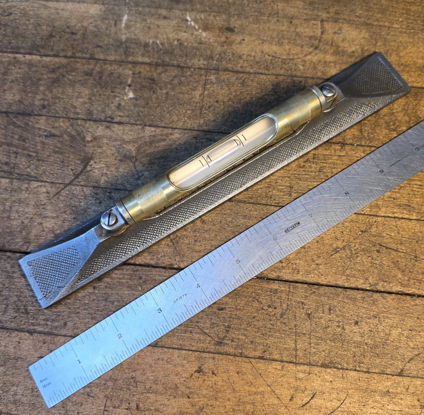 RARE Antique STANLEY #34 Level • Knurled Nickel & Brass • 10