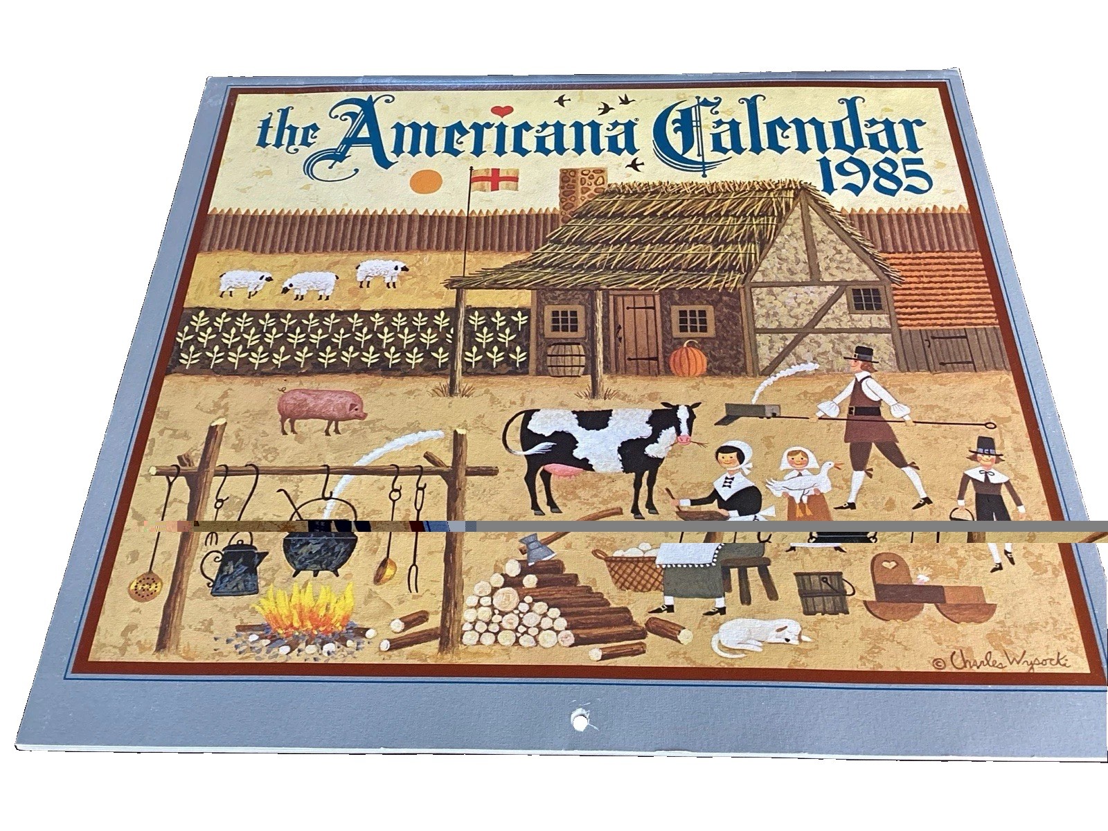 Vintage 1985 Americana Calendar Charles Wysocki Folk Art - Matches 2030