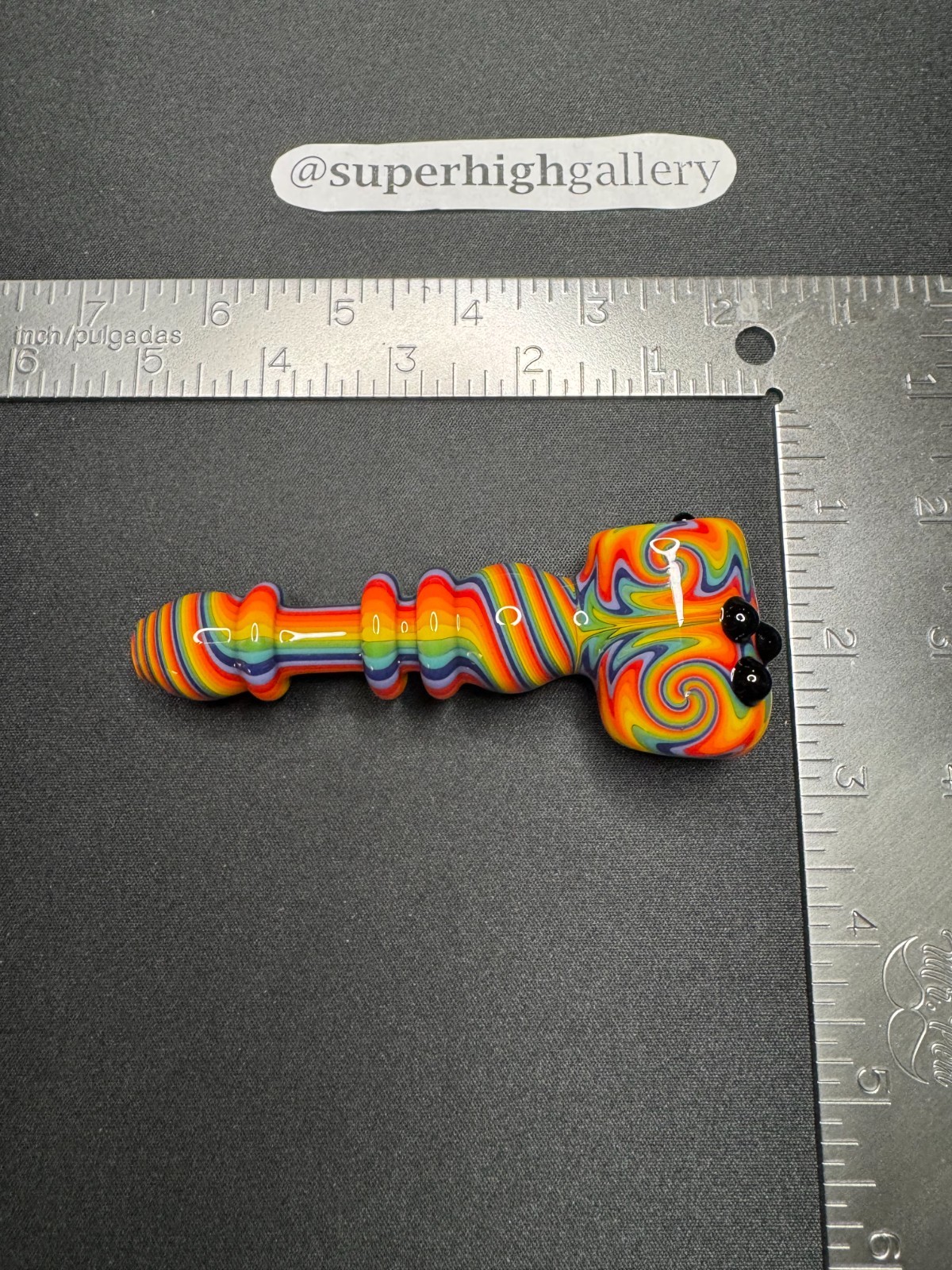 Unique Rainbow Psychedelic Glass Hammer Hand Pipe - 5.5 Inch Linework
