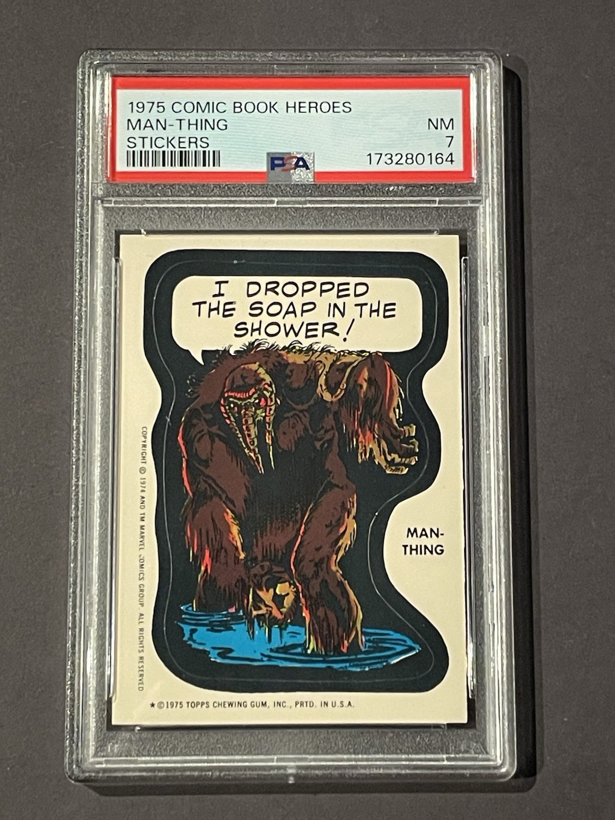 1975 Topps Marvel Comic Book Heroes Stickers Man-Thing PSA 7 Rookie RC