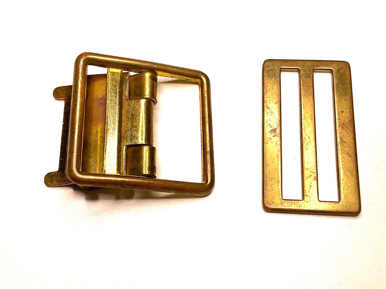 Vintage USMC Marine Corps Brass Web Dress Belt Buckle & Keeper Military