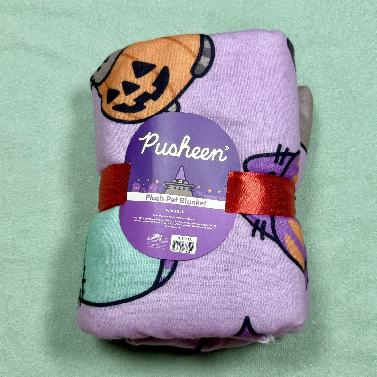 Pusheen Pet Blanket Purple Cat Halloween Blanket by Culture Fly 30x40 “
