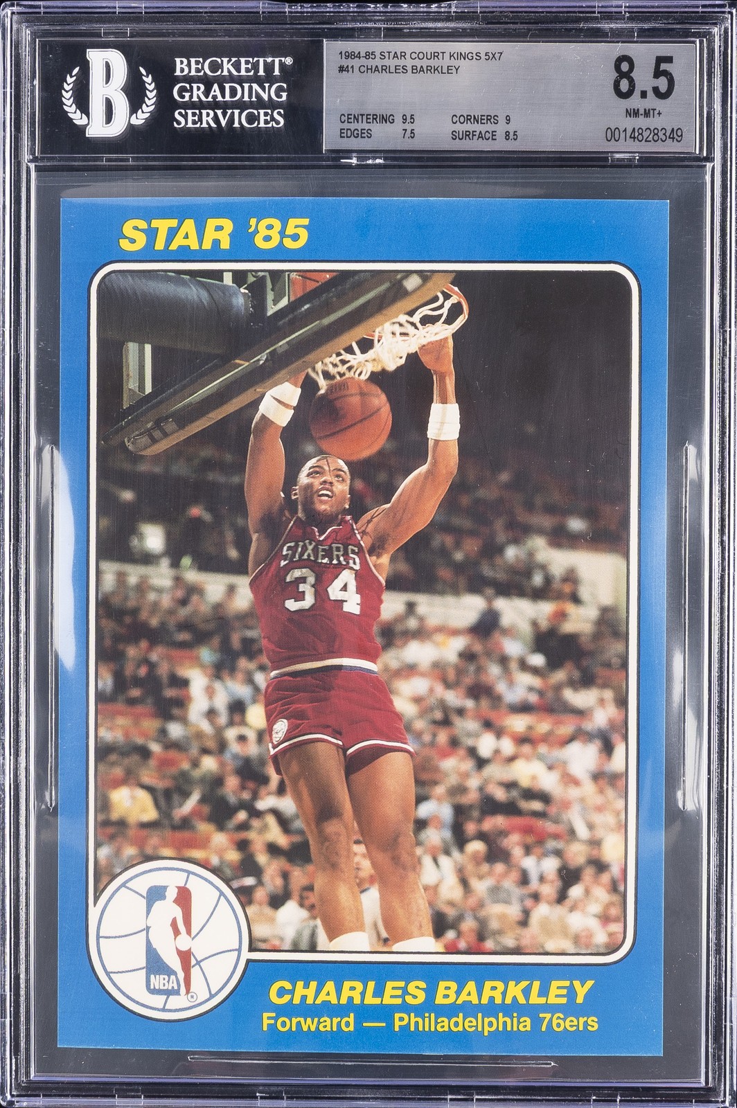 1984-85 STAR COURT KINGS 5X7 #41 CHARLES BARKLEY BGS 8.5
