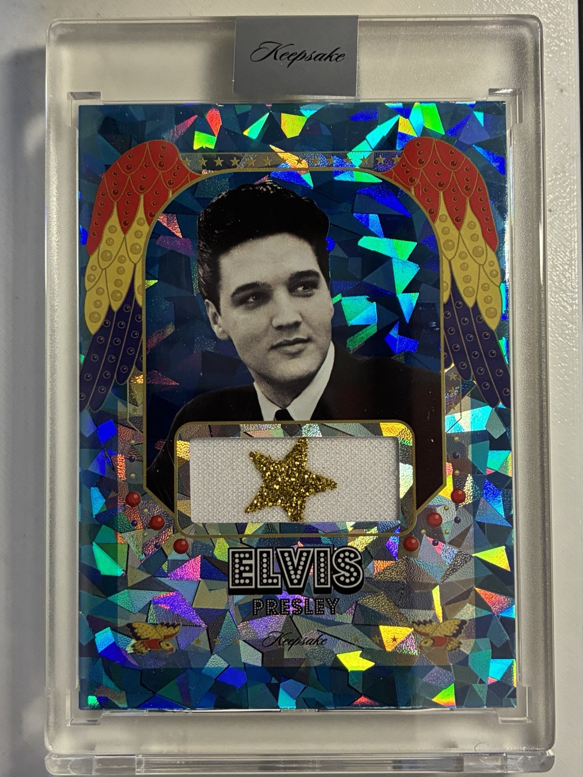 2026 Keepsake Elvis Presley #49 Relic Fabric Jumpsuit Swatch Holo Blue 046/100