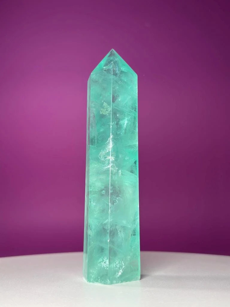 471g Green Fluorite Tower Crystal Point 1 lb Specimen