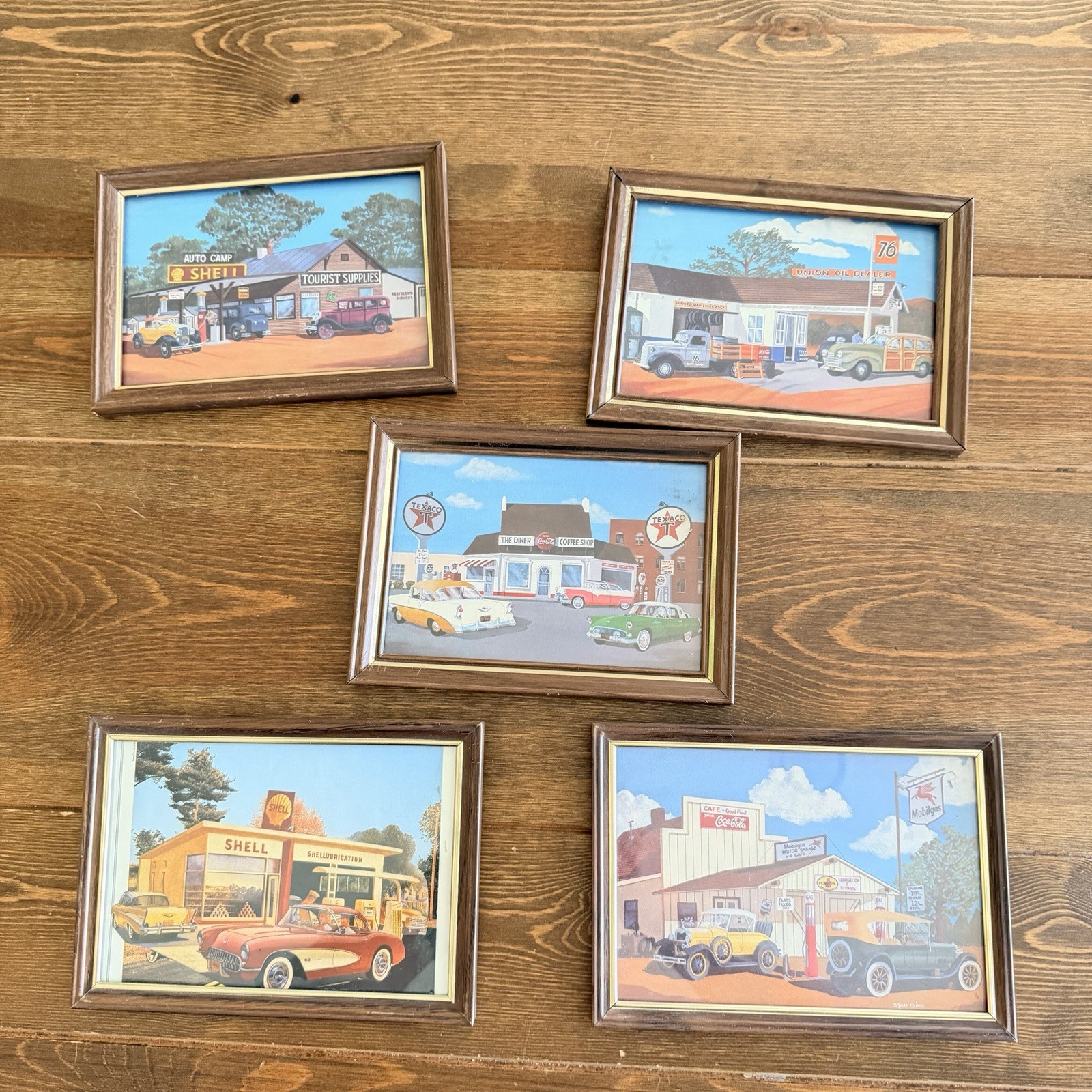 Vintage Classic American Automobiles & Gas Stations Small Framed Wall Decor