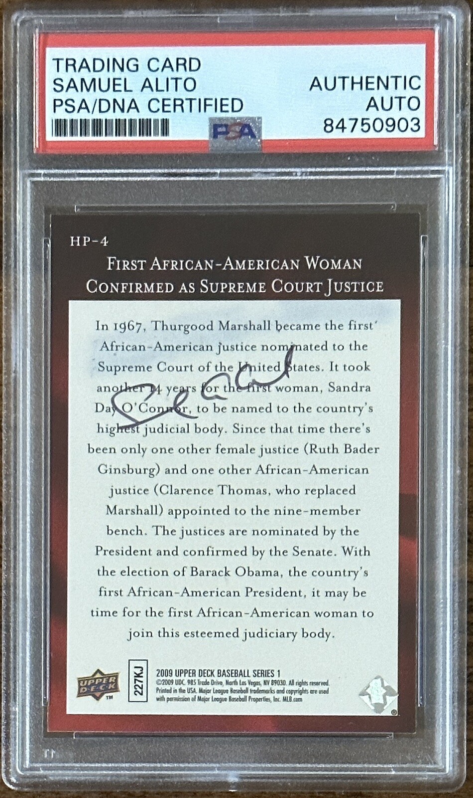 2009 Upper Deck Samuel Alito SIGNED AUTOGRAPH Supreme Court Justice PSA DNA COA