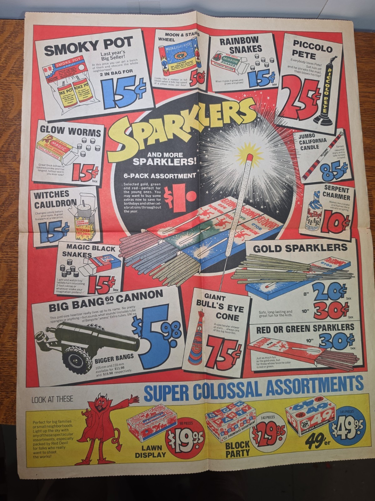 1969 Red Devil Fireworks Poster - Price List 17 1/2 