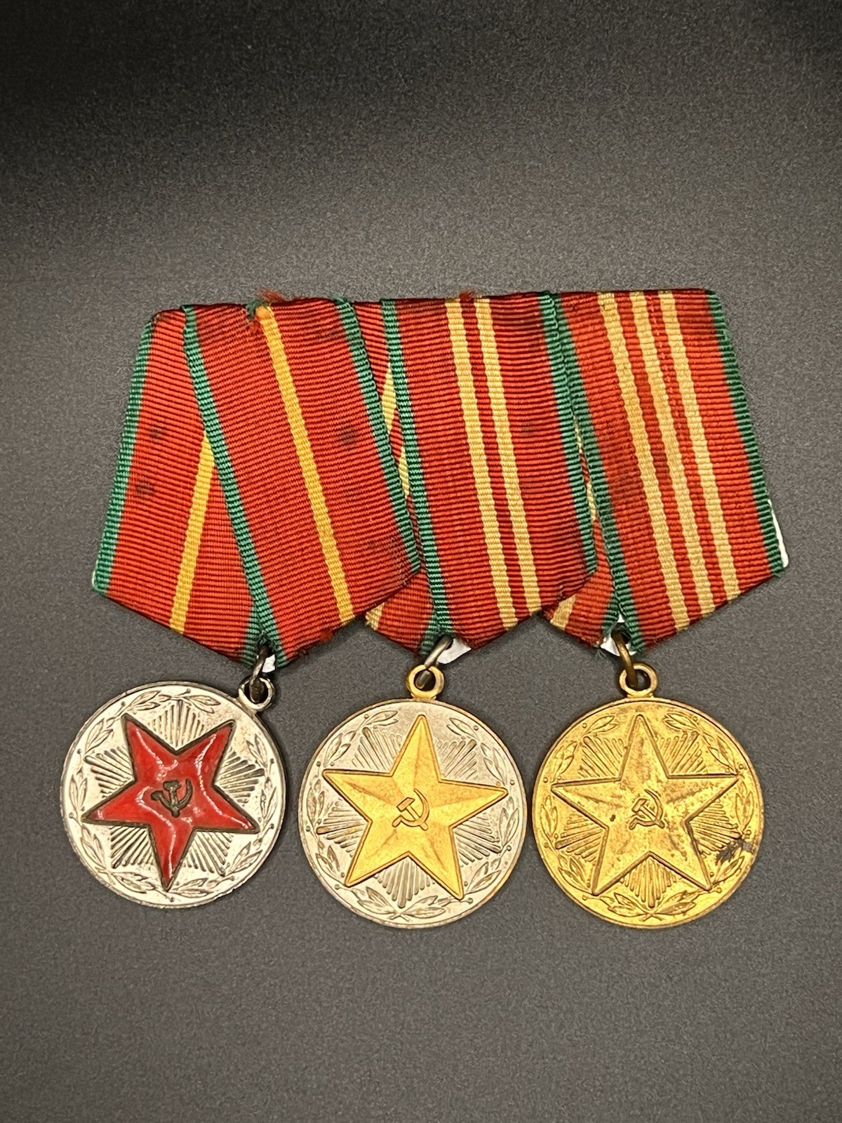 Vintage USSR Soviet 10 15 20 Year Impeccable Service Medal Set Armed Forces