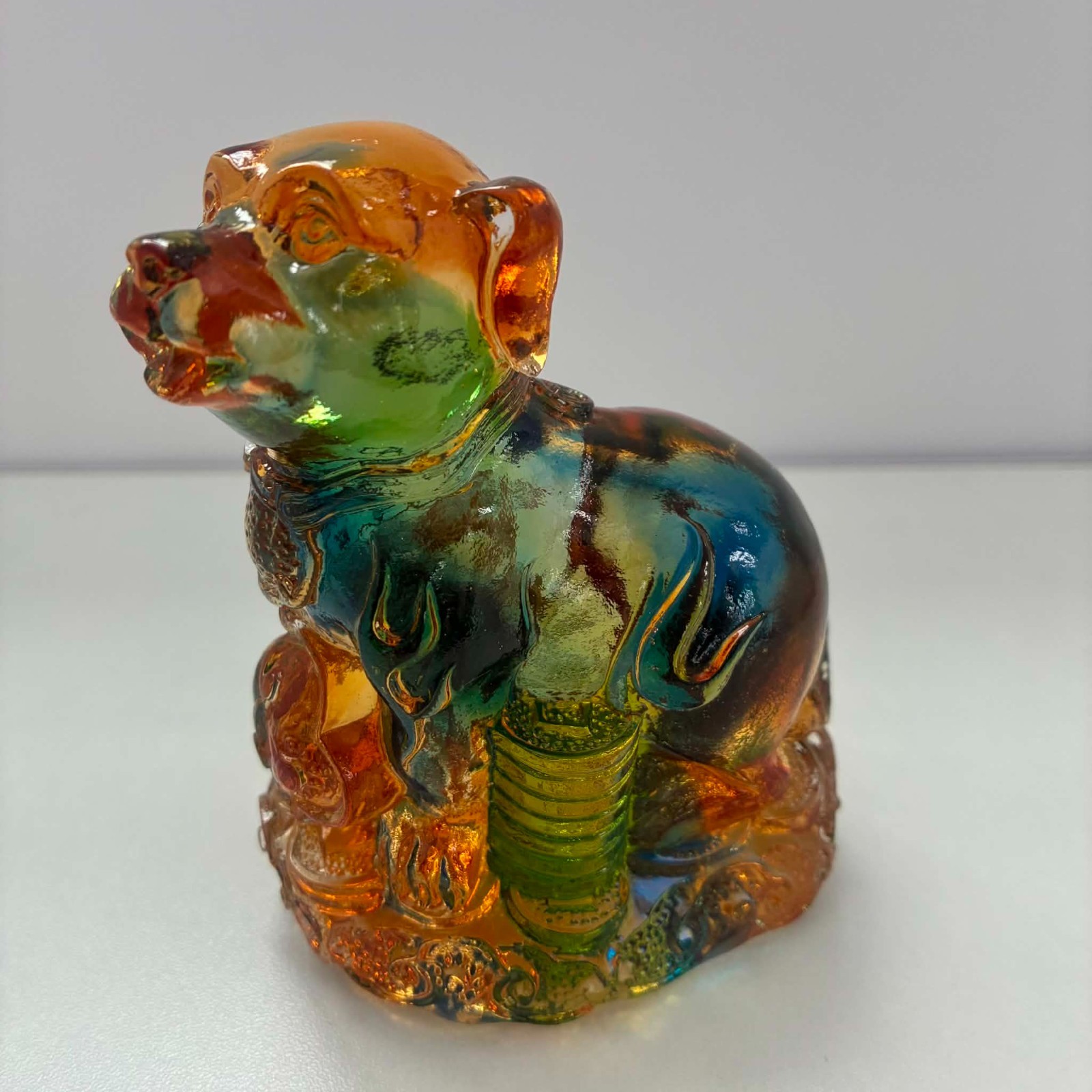 Liuli Crystal Glass Dog Figurine – Chinese Zodiac Fengshui gift Home Decor