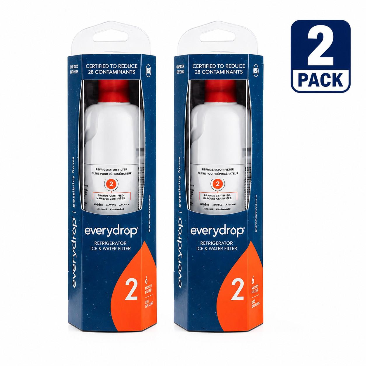 2 Pack EveryDrop Filter 2 EDR2RXD1 Refrigerator Ice & Water Filter New*