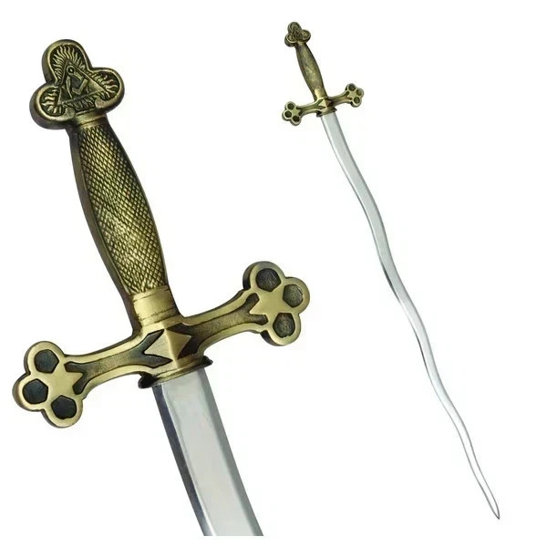 Fellowcraft Blue Lodge Flaming Snake Sword Square & Compass Gold Hilt Case 