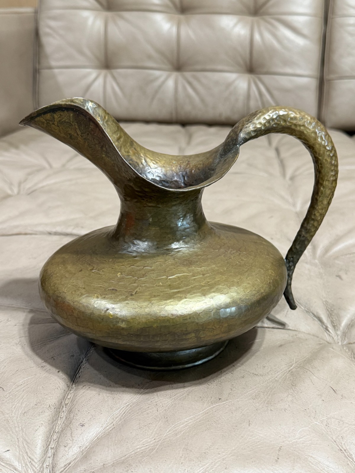 MCM Egidio Casagrand hammer brass pitcher #19 Italian signed / stamp READ
