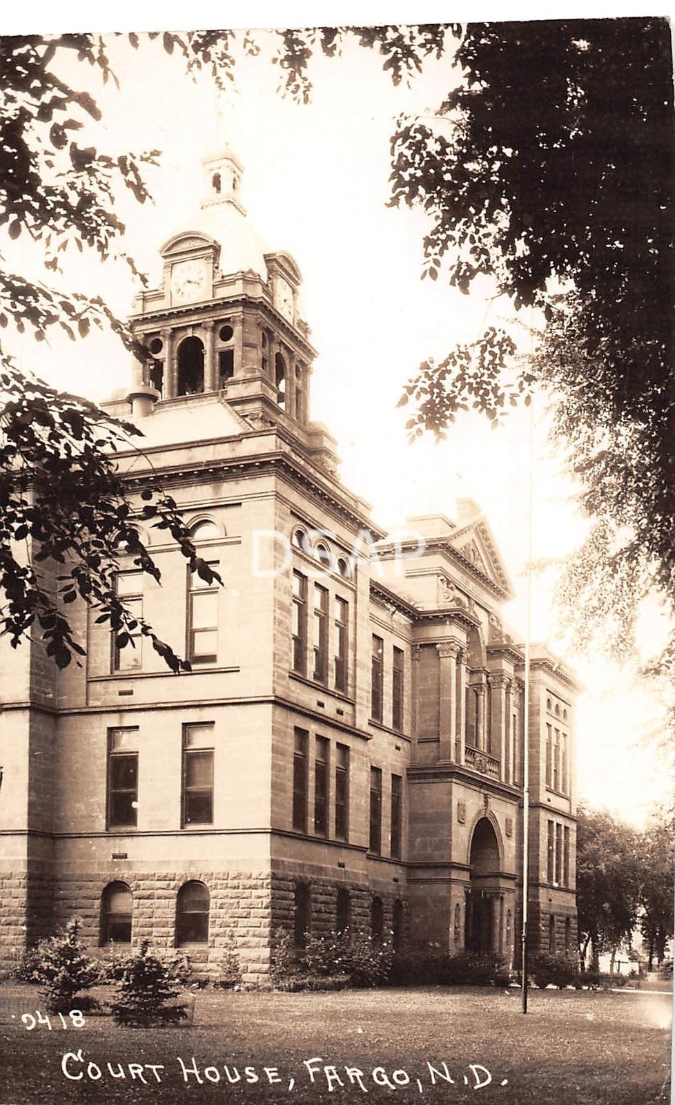 North Dakota ND Postcard Real Photo RPPC c1930s FARGO Court House Building