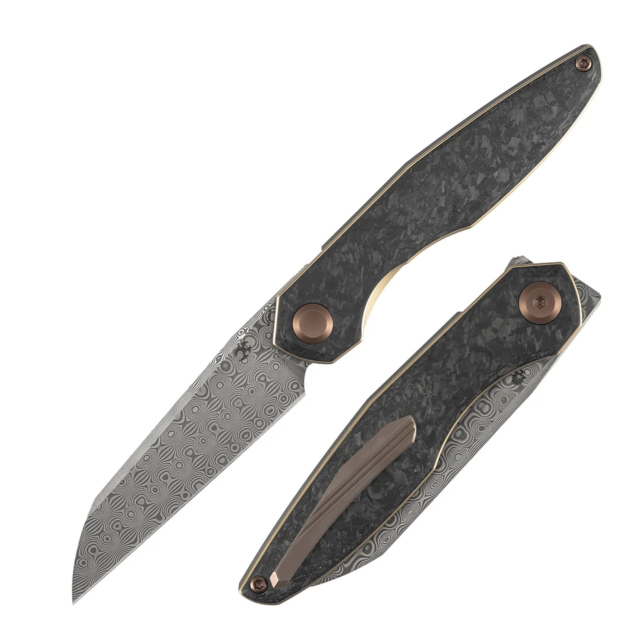 Kansept Halide K1136A6 Pocketknife Damascus 3.2in Drop Point CF Liner Lock BNIB