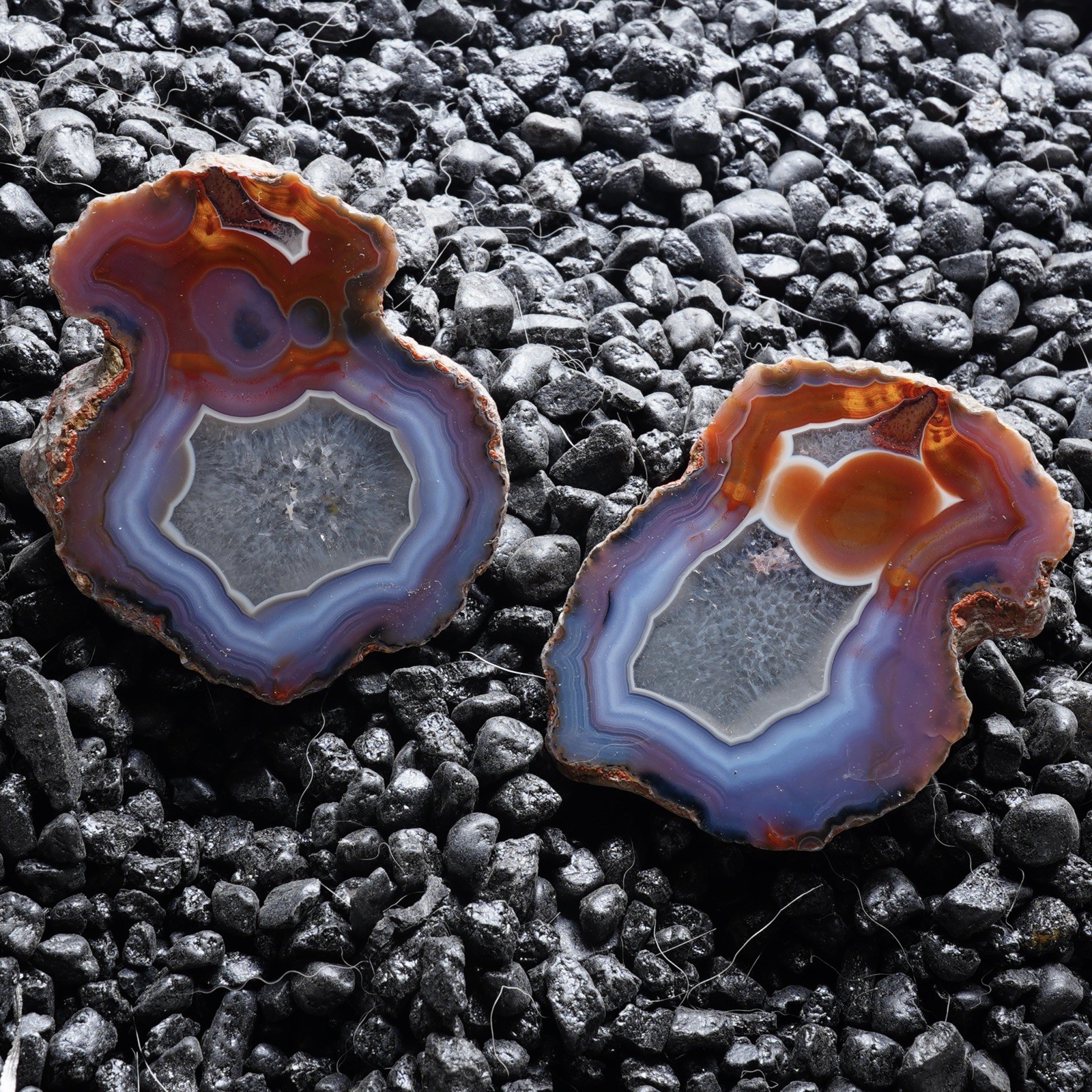 Condor Agates “surprised Faces” | Mirror Polished Specimen Pair From Argentina