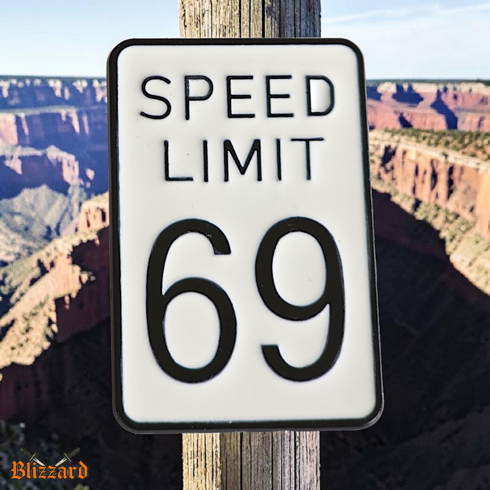 Speed Limit 69 Novelty Enamel Metal Pin Funny Black White Lapel Badge