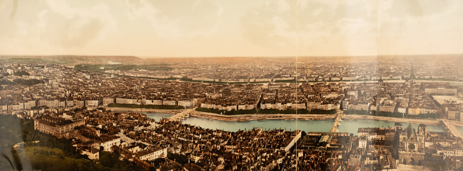Lyon. Panorama taken from n. D. de Fourvière.   photochrome, vintage photochrome