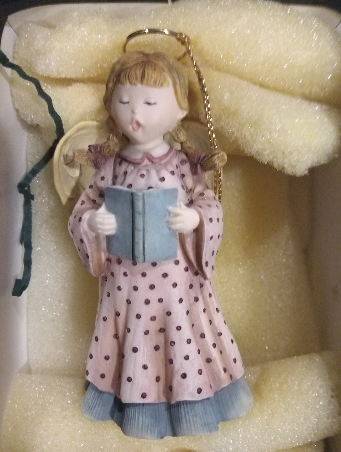 Vintage Sheri Buck Baldwin SBB #2 Resin Christmas Angel Caroler 3.5\