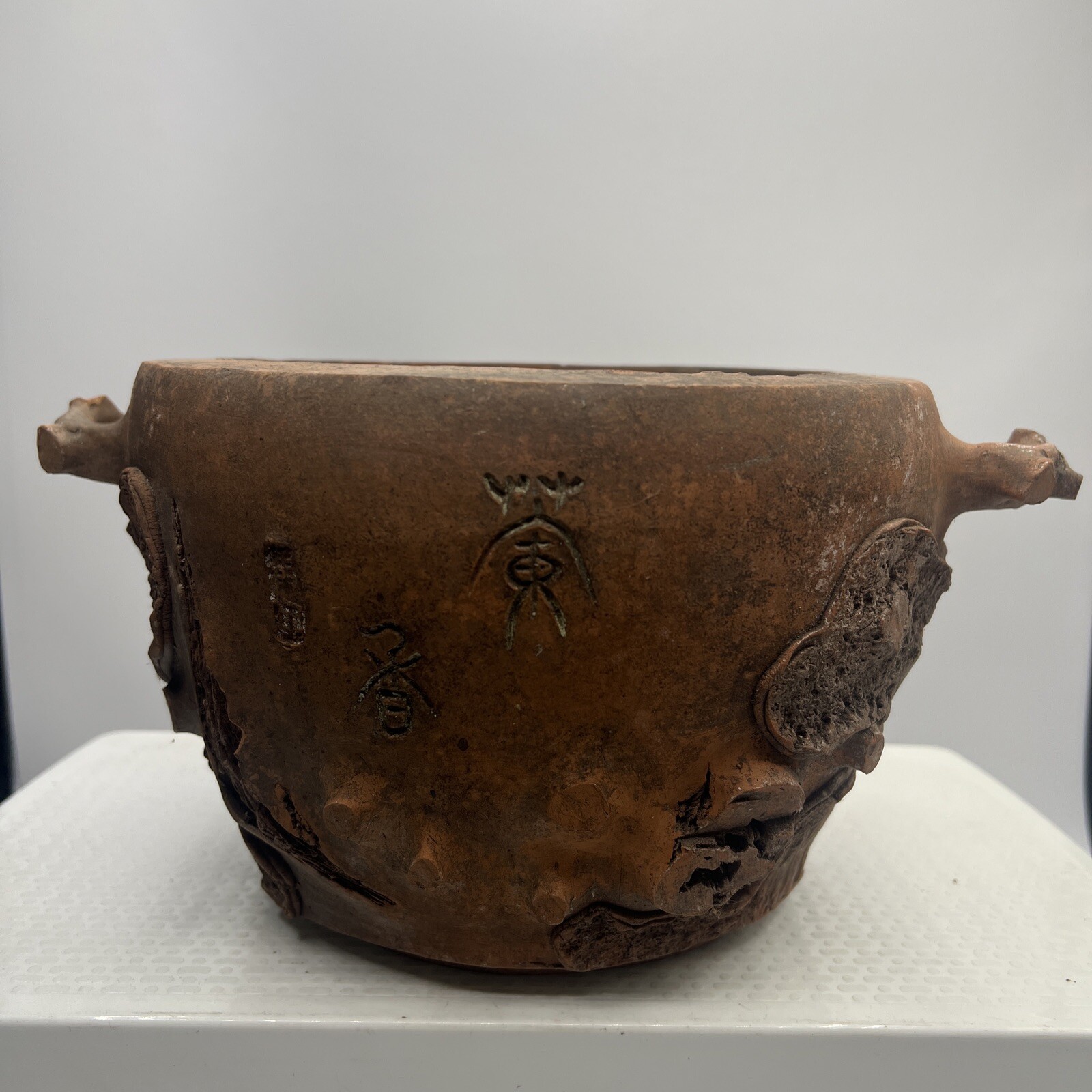 Japanese Bonsai Pot Round Pottery Planter Terra Cotta Clay Antique Tianjin