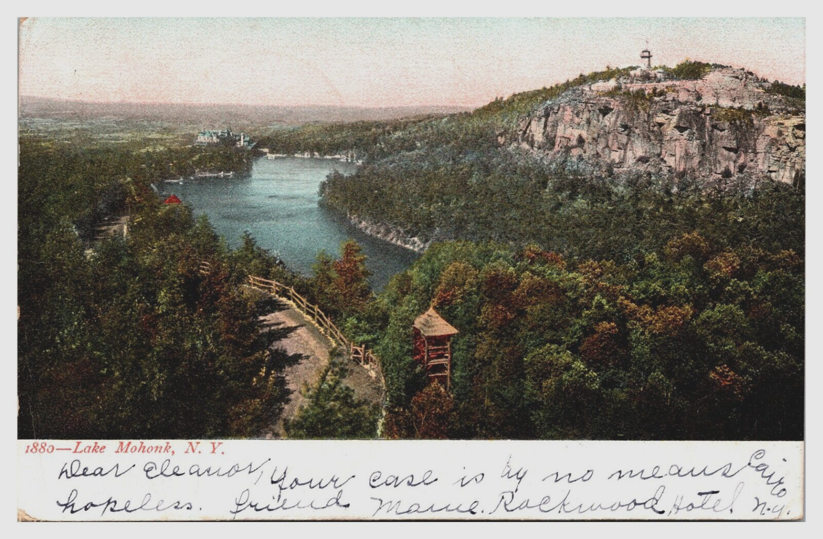 Lake Mohonk New York NY Aerial View UDB 1906 Posted Early View Postcard
