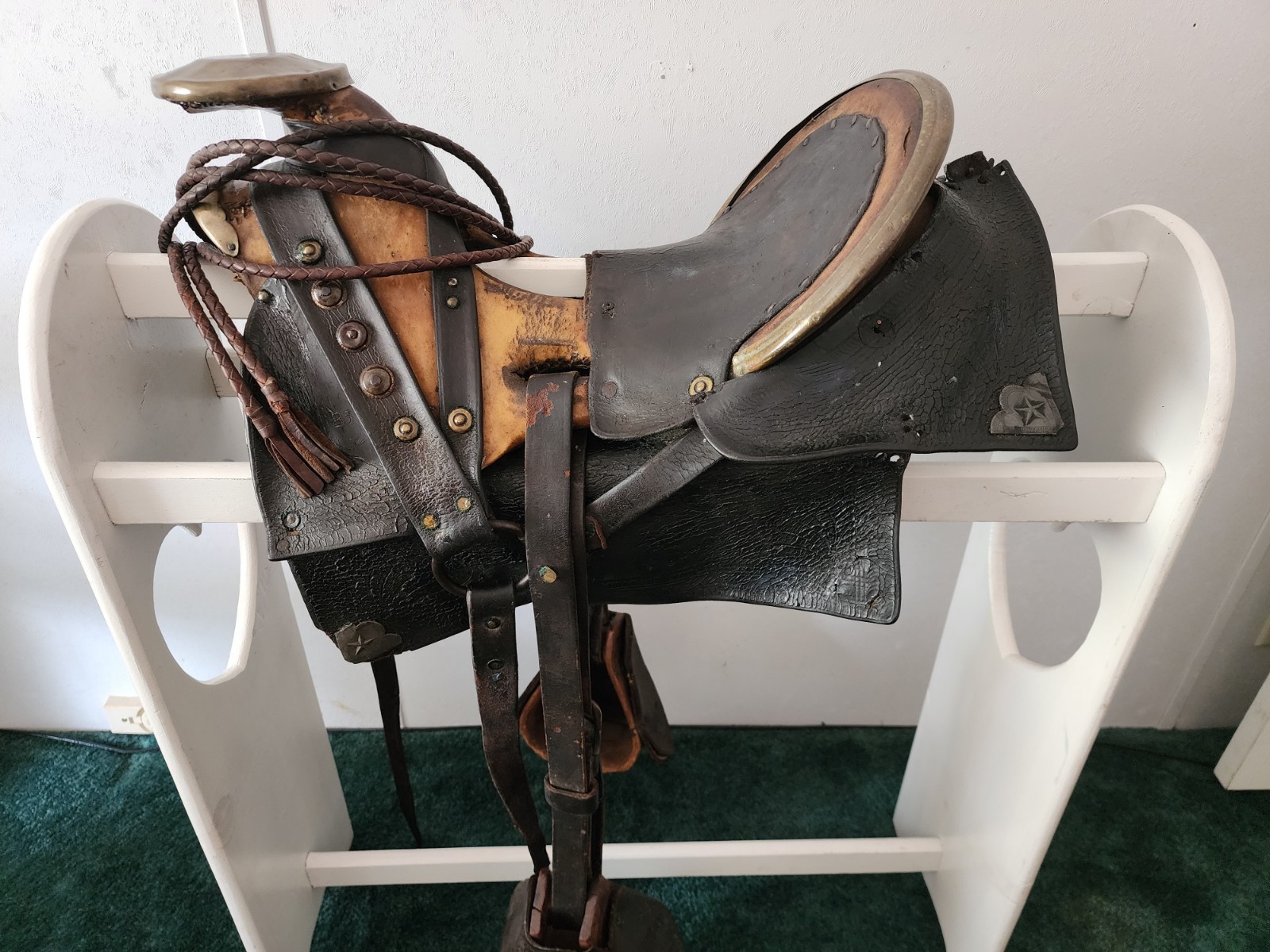 Antique Texas Hope Pattern Saddle c.1870s-1880s Western Americana Star Cowboy