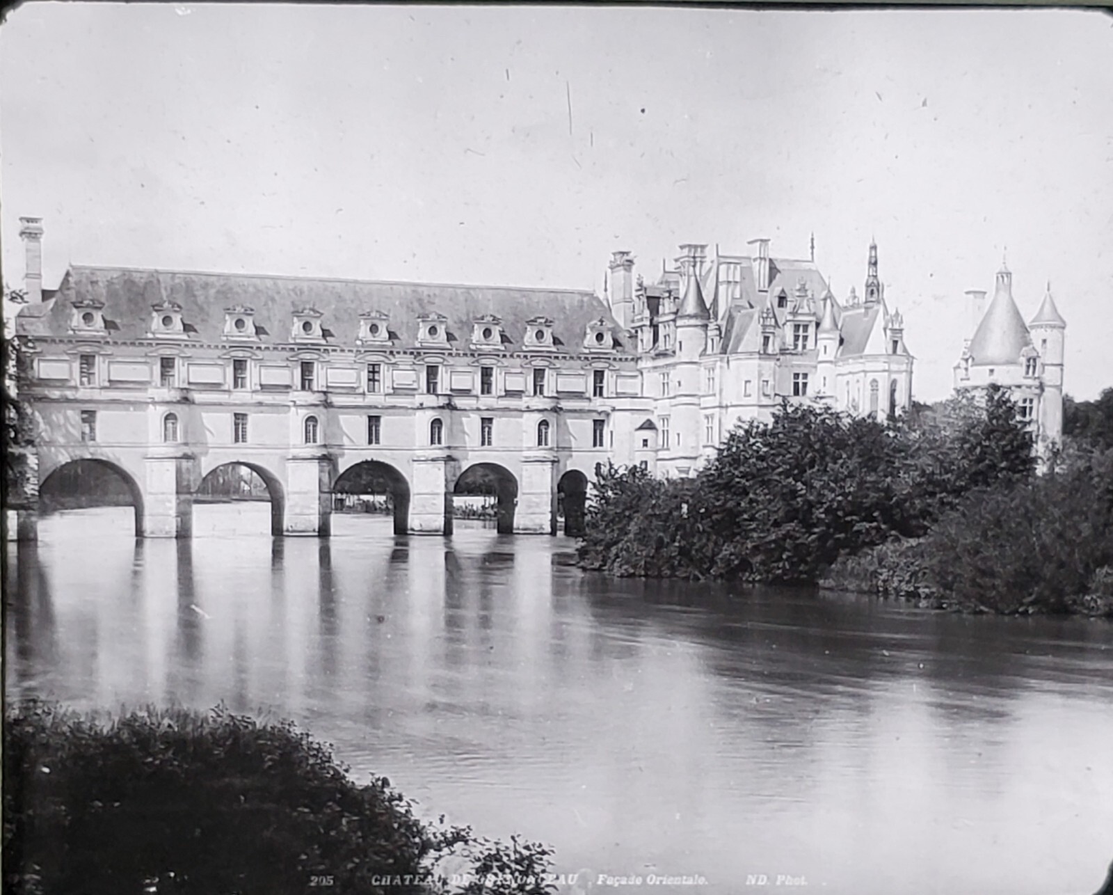 Château de Chenonceau Castle, East Facade, France, Magic Lantern Glass Slide