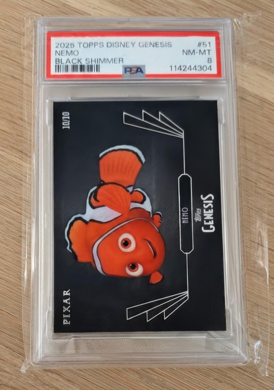 2025 Topps Disney Genesis Nemo Black Shimmer 10/10 #51 Omega PSA 8 POP 1 SP RARE