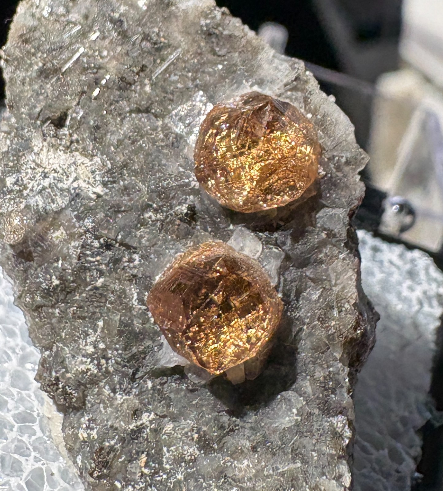 Thumbnail Jeffrey Mine Grossular Garnets on matrix - Canada hessonite