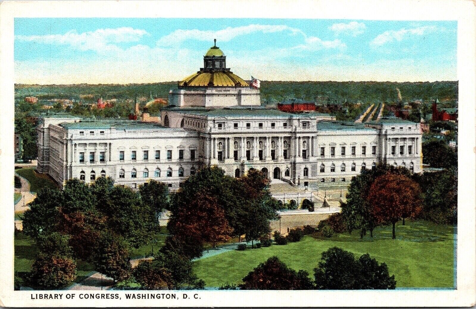 Library Congress Washington Dc Aerial View Unposted Ct American Art Postcard