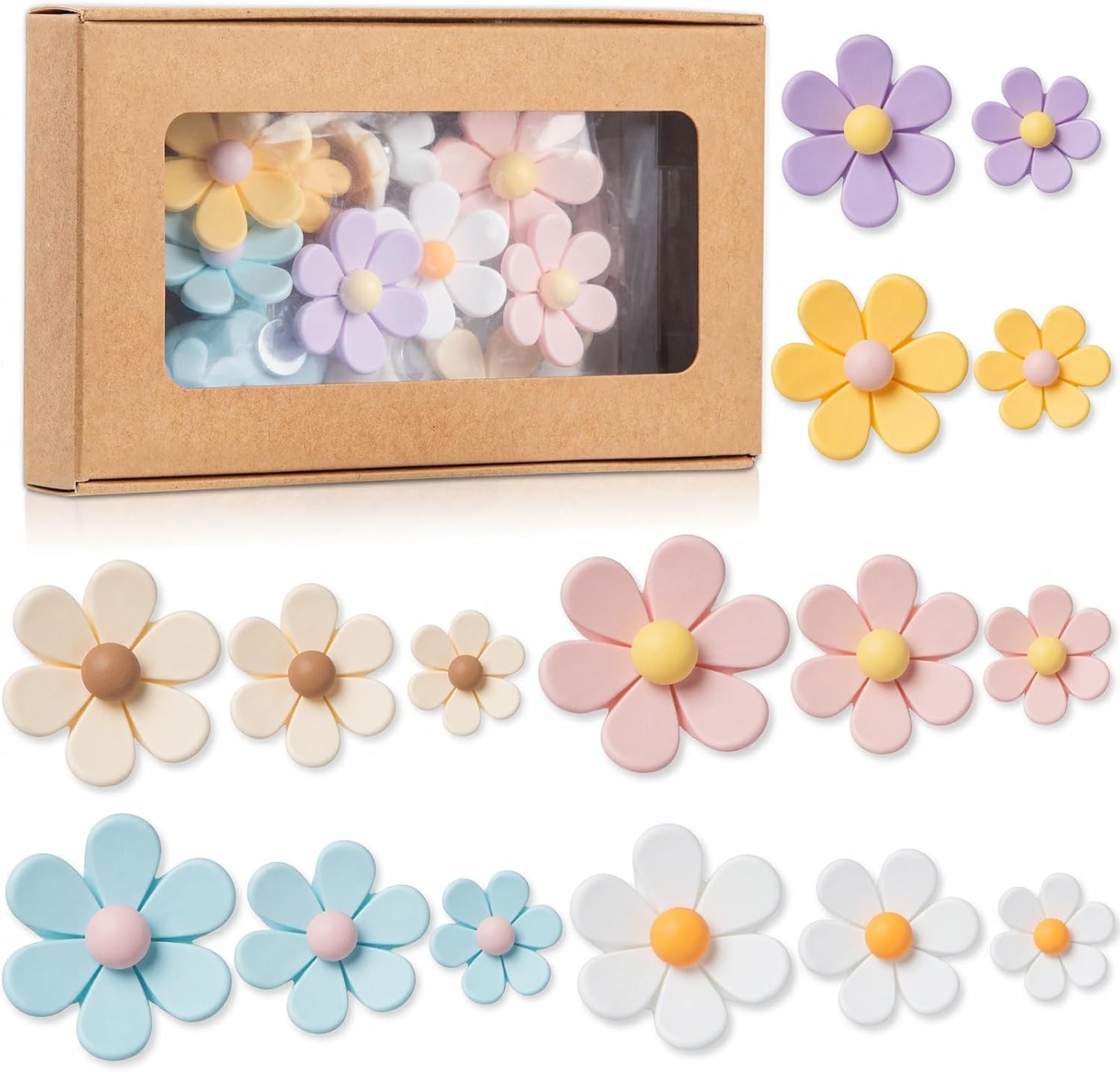 Homestheix 3D Flower Magnets Fridge 16 Pcs Fridge Magnets Cute Strong