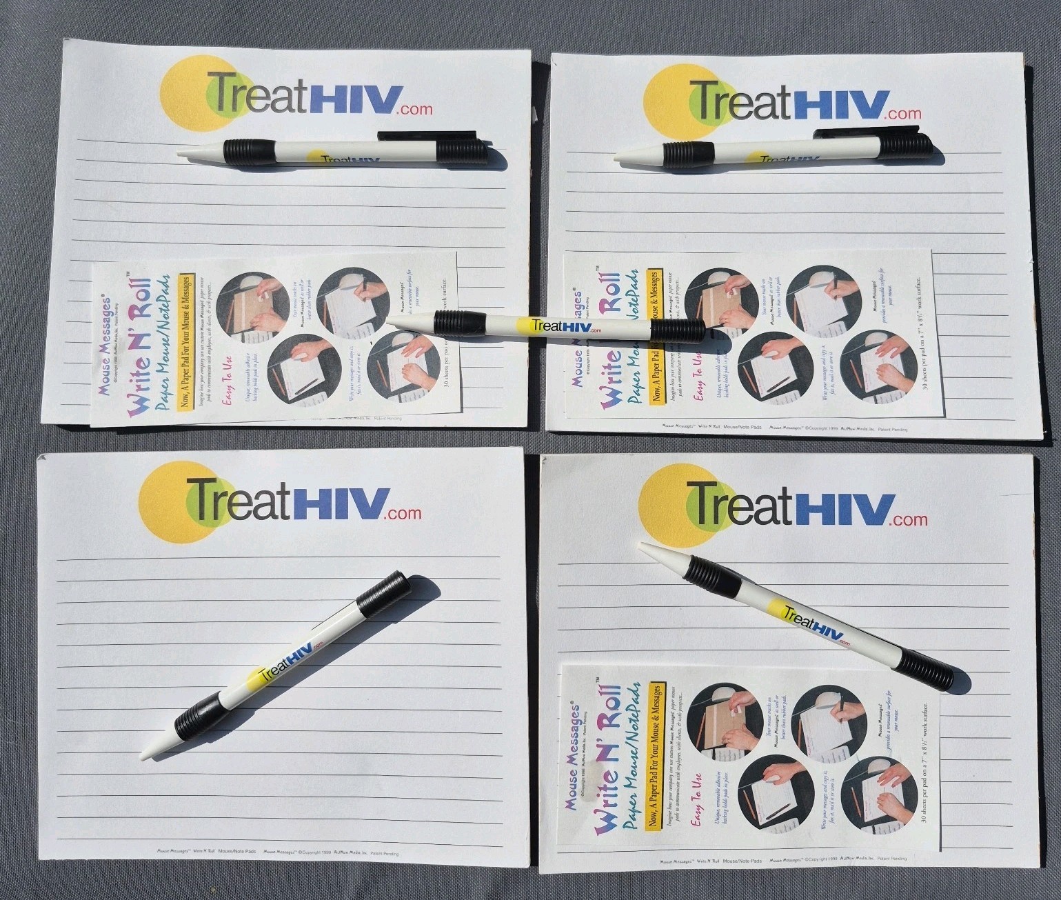 Vtg '99 Treat HIV GSK Pharma Advertising Mousepads Pens Lot Medical AIDS History