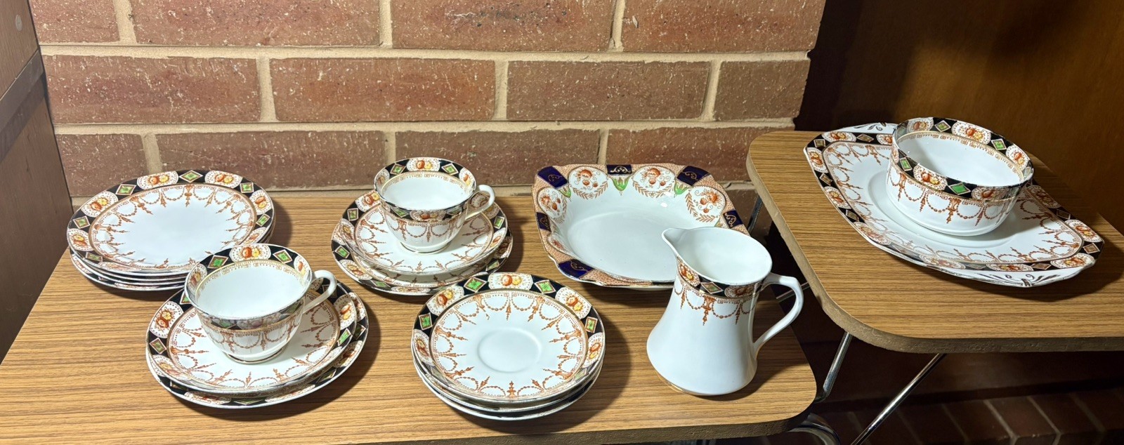 Antique 1920s Standard China England Tea Set 17pc + Carlisle Ware Art Deco Imari