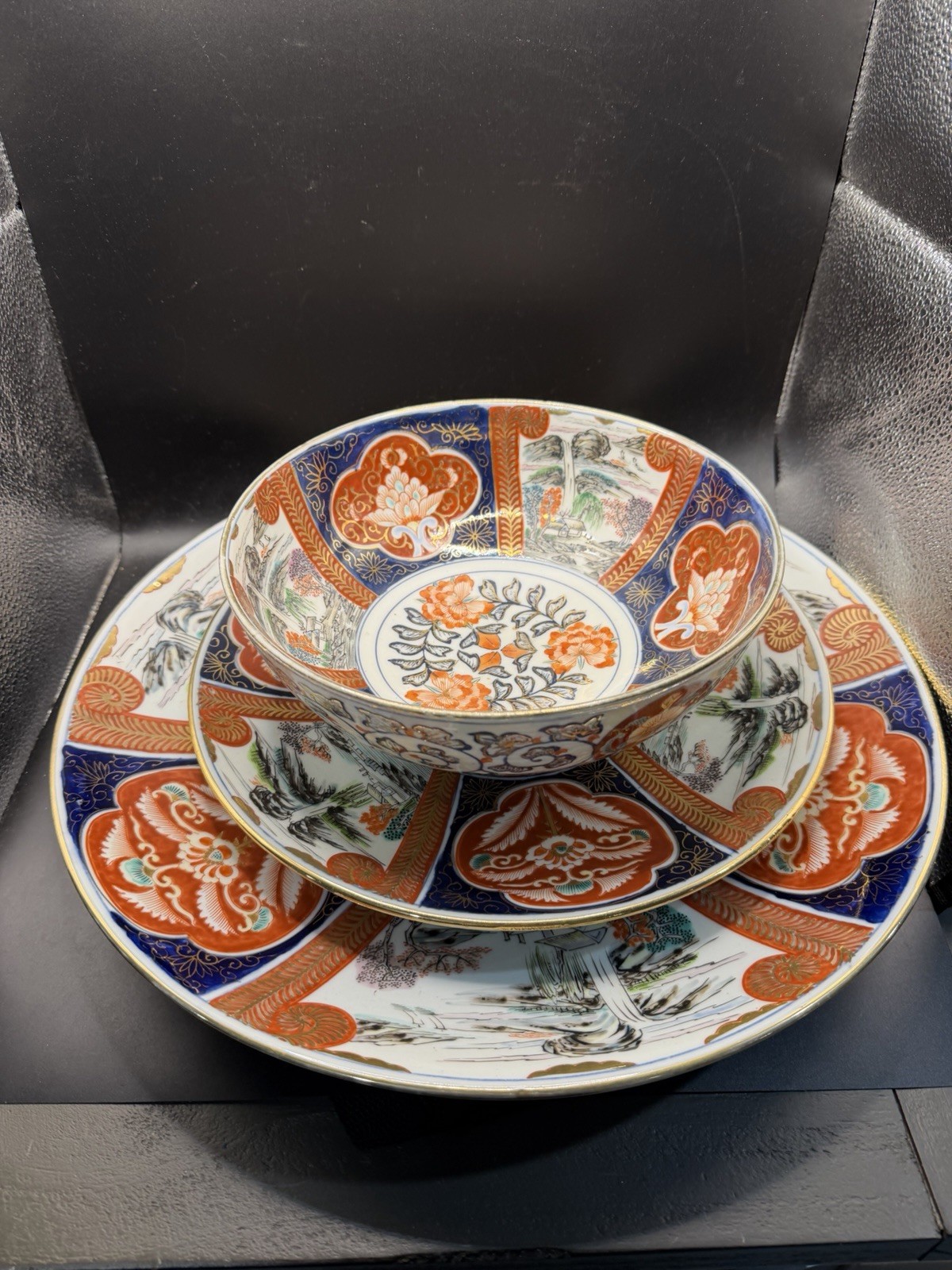 Japanese Imari Charger Plate Bowl Set 14