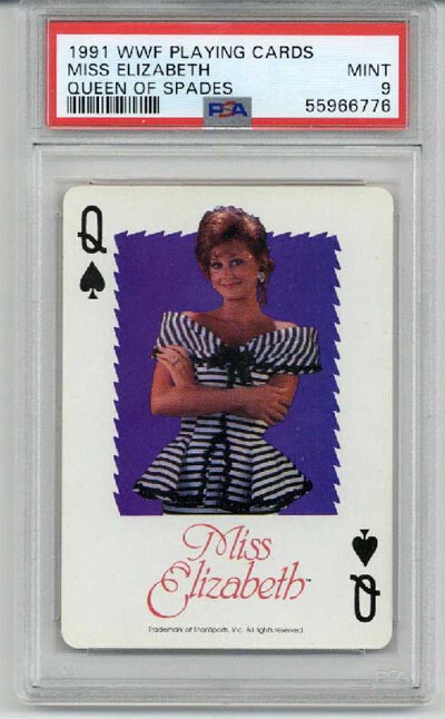 1991 WWF PLAYING CARDS QUEEN OF SPADES MISS ELIZABETH WRESTLING WWE PSA 9 RARE