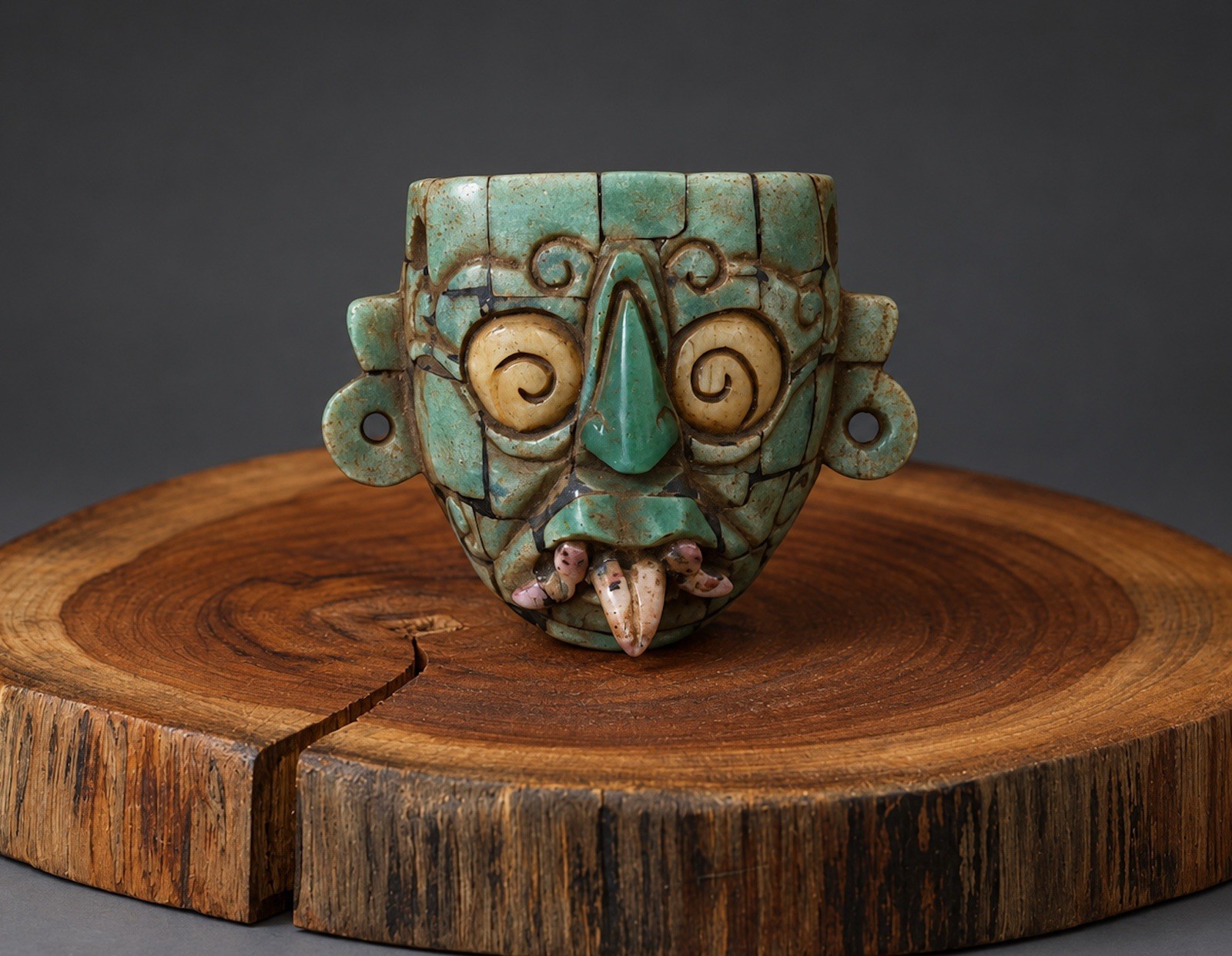 Handcrafted Inspired by the Maya Sun God pendant made of aventurine 2.5 X 3 Inch