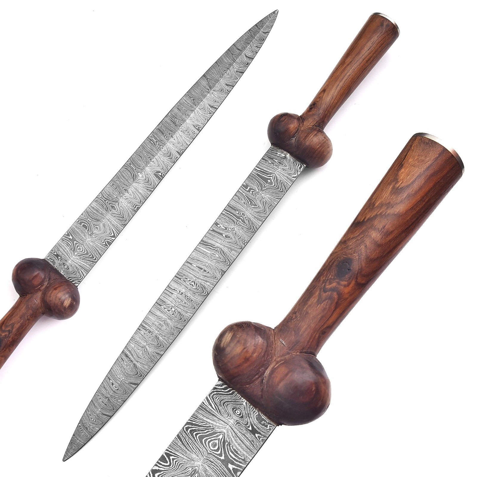 Authentic Bollock Dagger in Damascus Steel – Renaissance Fair Collectible Knife