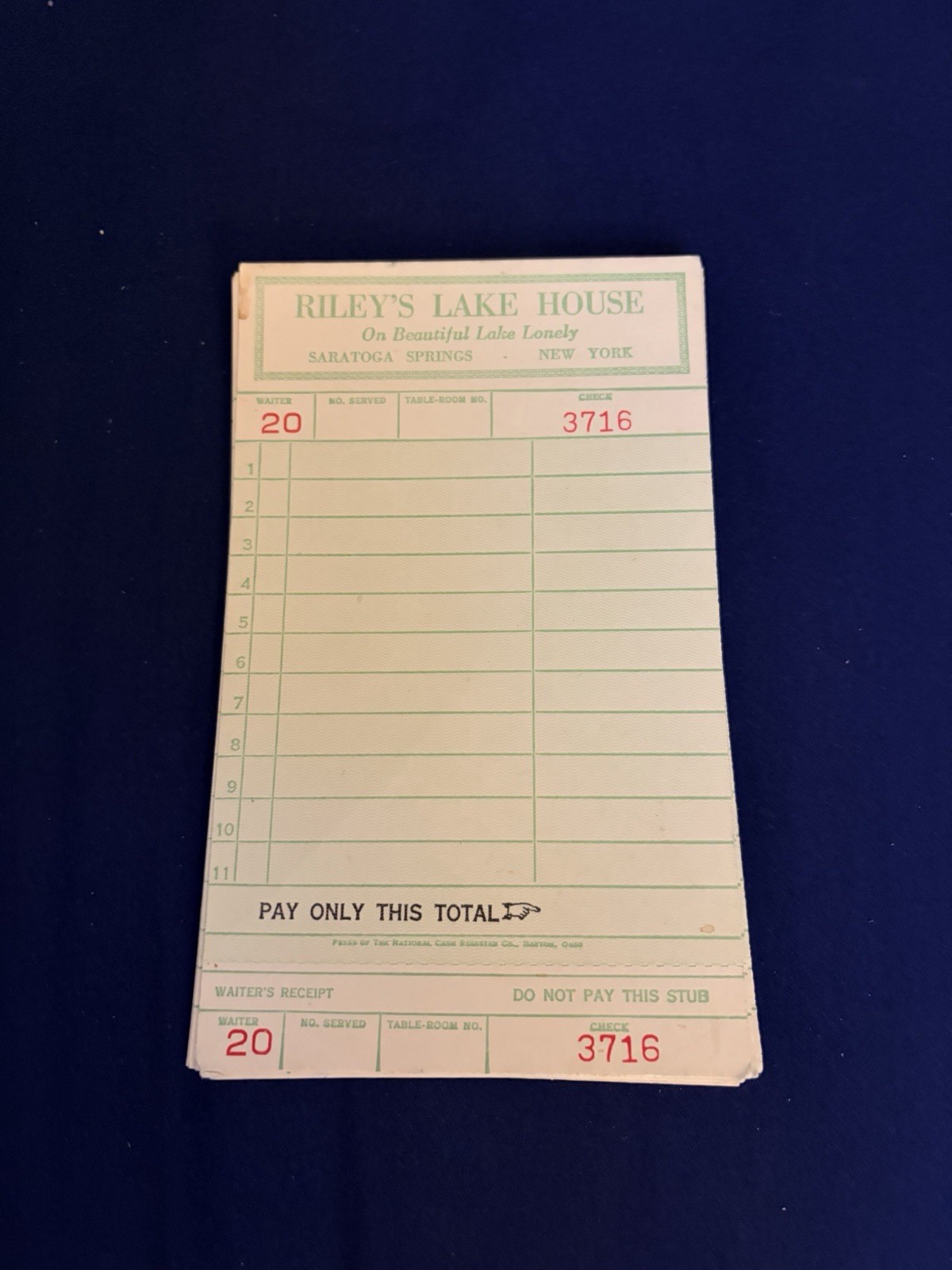 Antique 1930's Riley's Lake House Casino Saratoga Lake Lot Of 10 Waiter’s Check