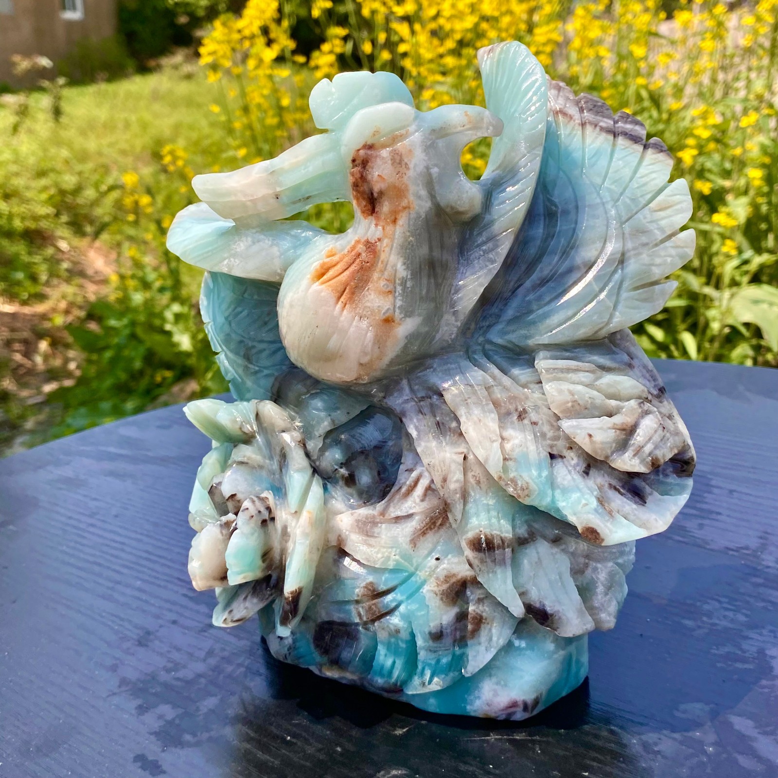 6.9LB Natural Amazonite Phoenix Carving Crystal Home Feng Shui Decor