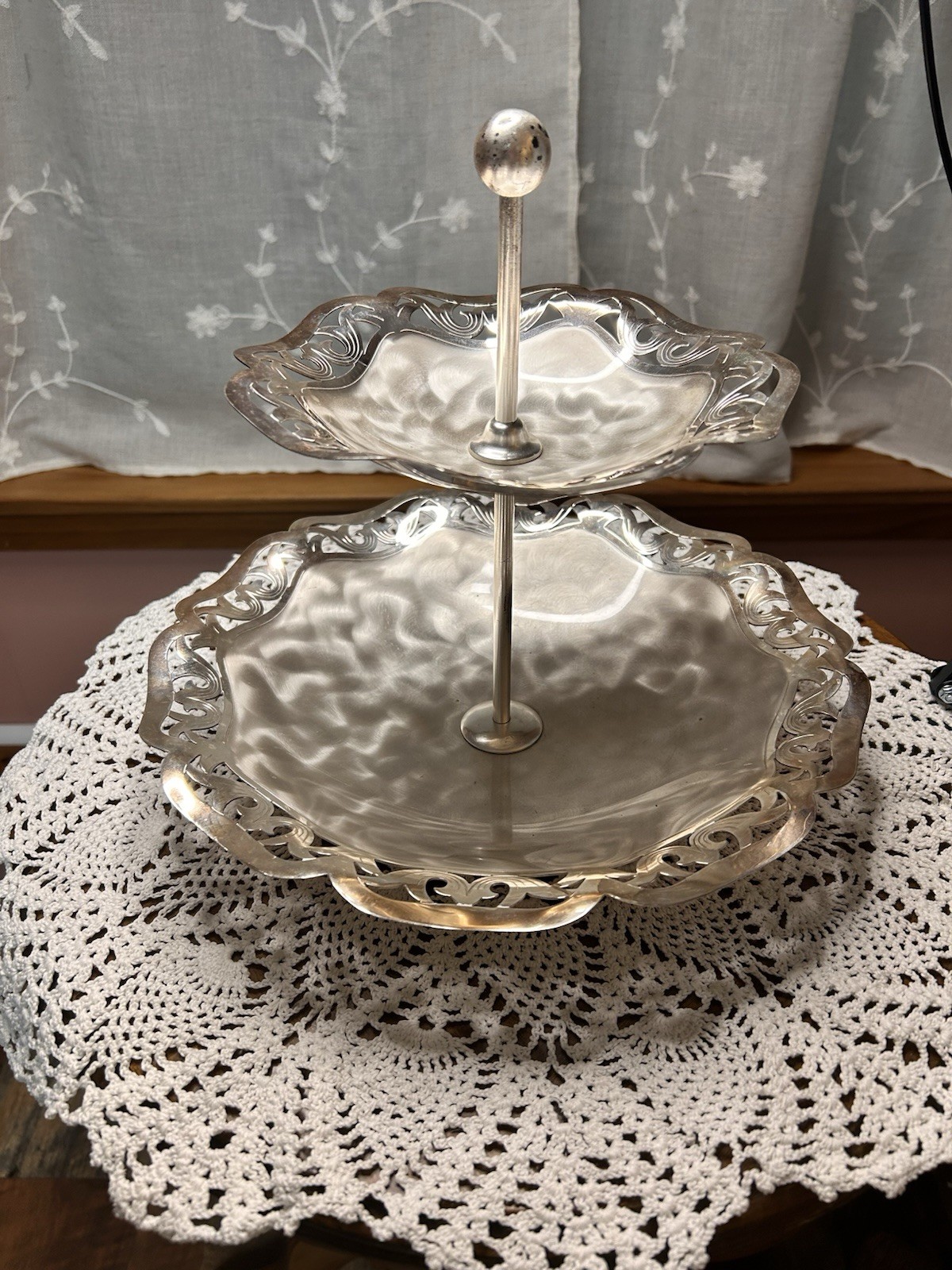 VINTAGE WMF IKORA  2 TIER TRAY BRUSHED SILVER  MCM CANDY DISH