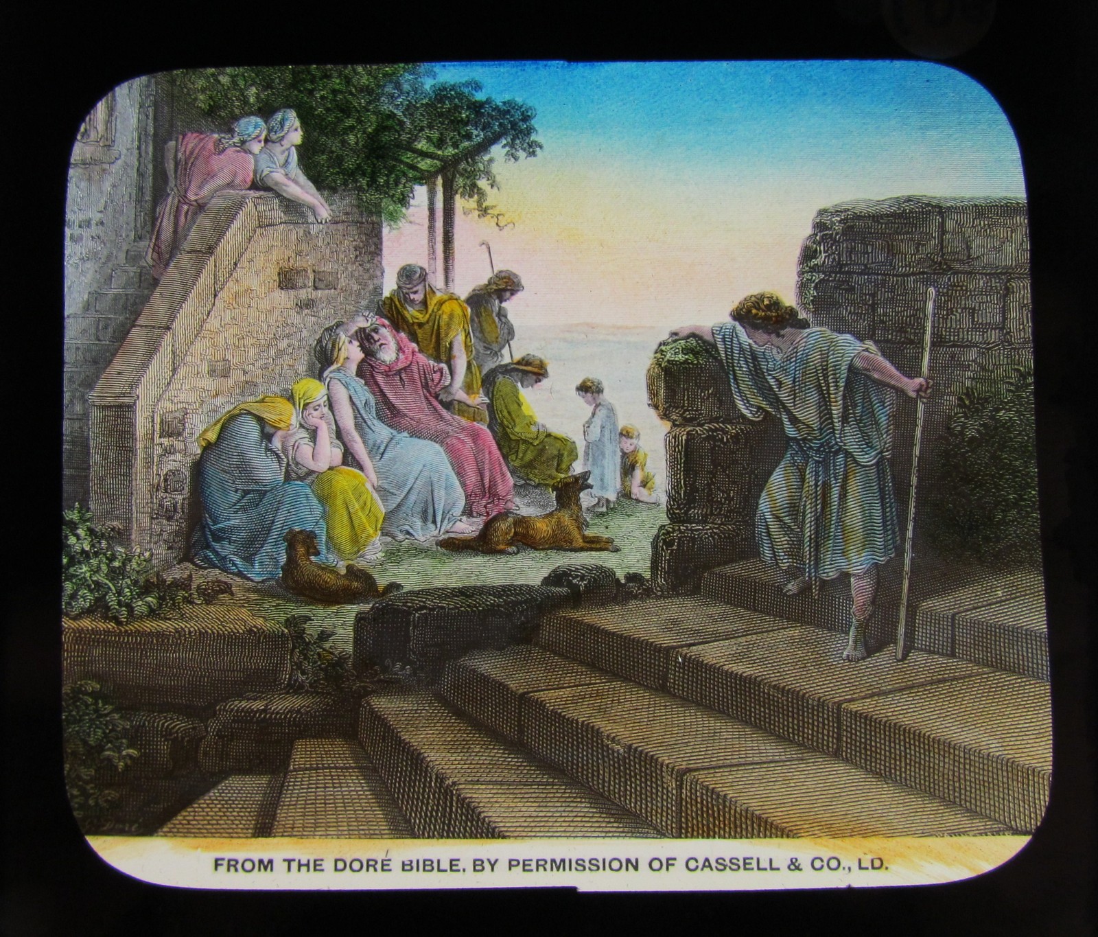 Glass Magic Lantern Slide SCENE FROM DORE BIBLE NO.1 C1910 CHRISTIAN RELIGION 