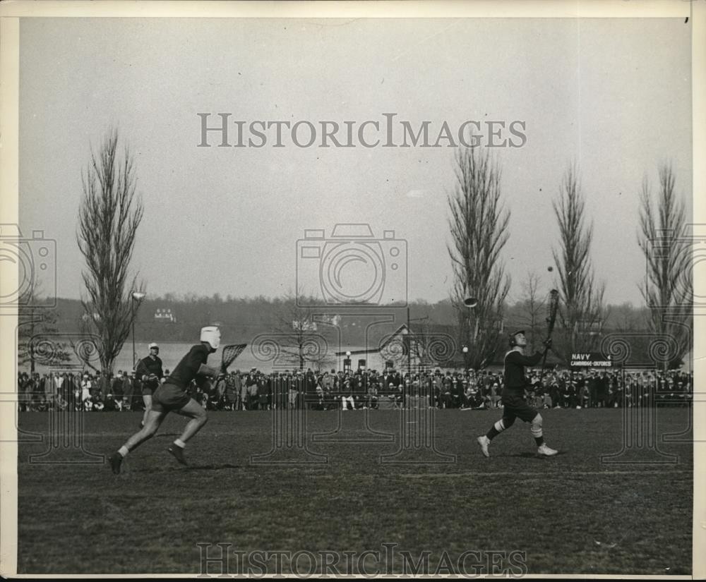 1930 Press Photo Oxford-Cambridge combined lacrosse team beating the Navy team