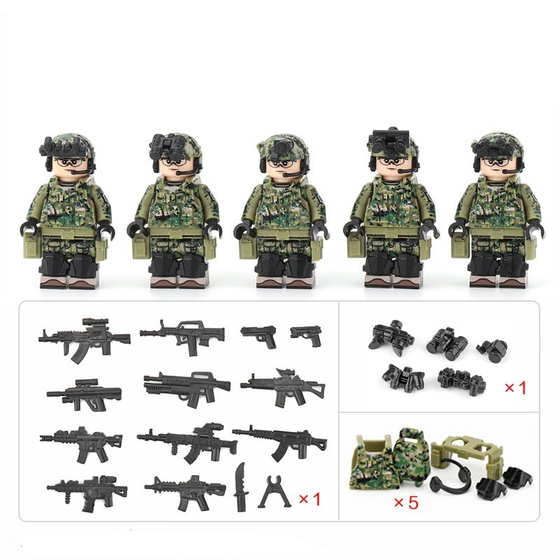 Elite Delta Force Mini Military Figures Set – 10 U.S.  Soldiers with Gears