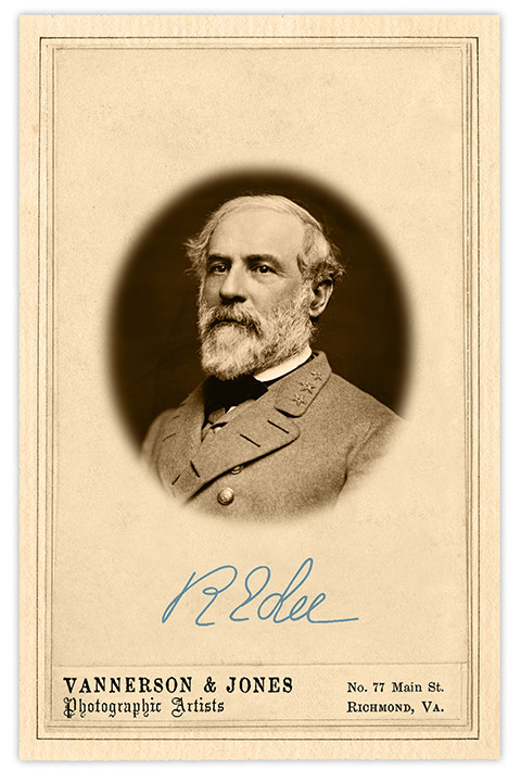 ROBERT E. LEE PHOTO & SIGNATURE Civil War Vintage Cabinet Card CDV RP