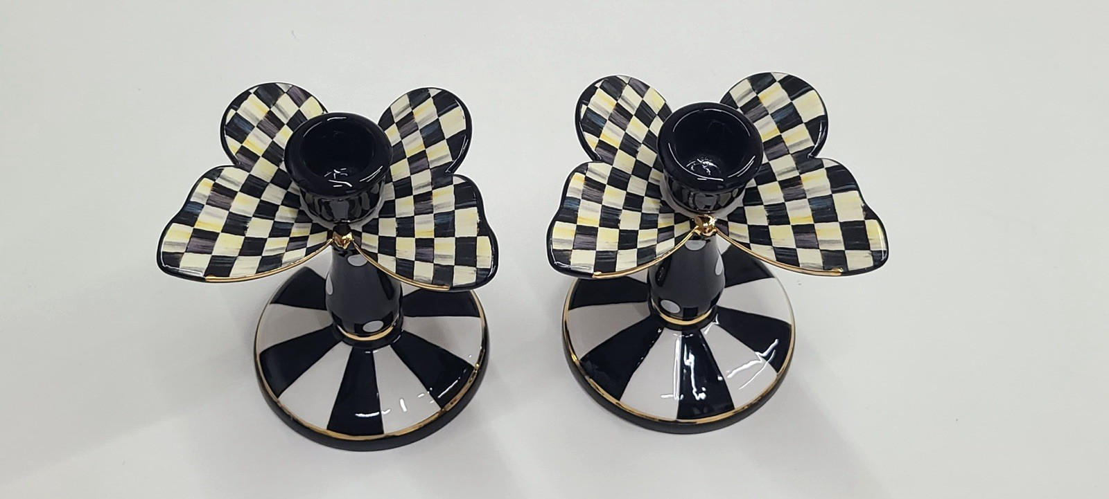 Mackenzie Chields Courtly Check Tall Butterfly Candlesticks Set Of 2