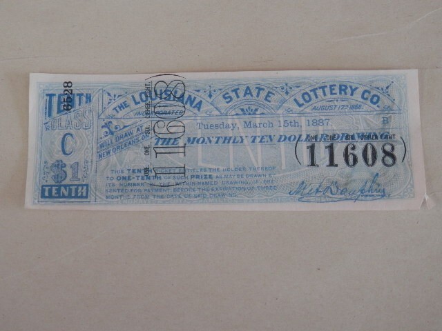 1887 LOUSIANNA STATE LOTTERY TICKET Class \