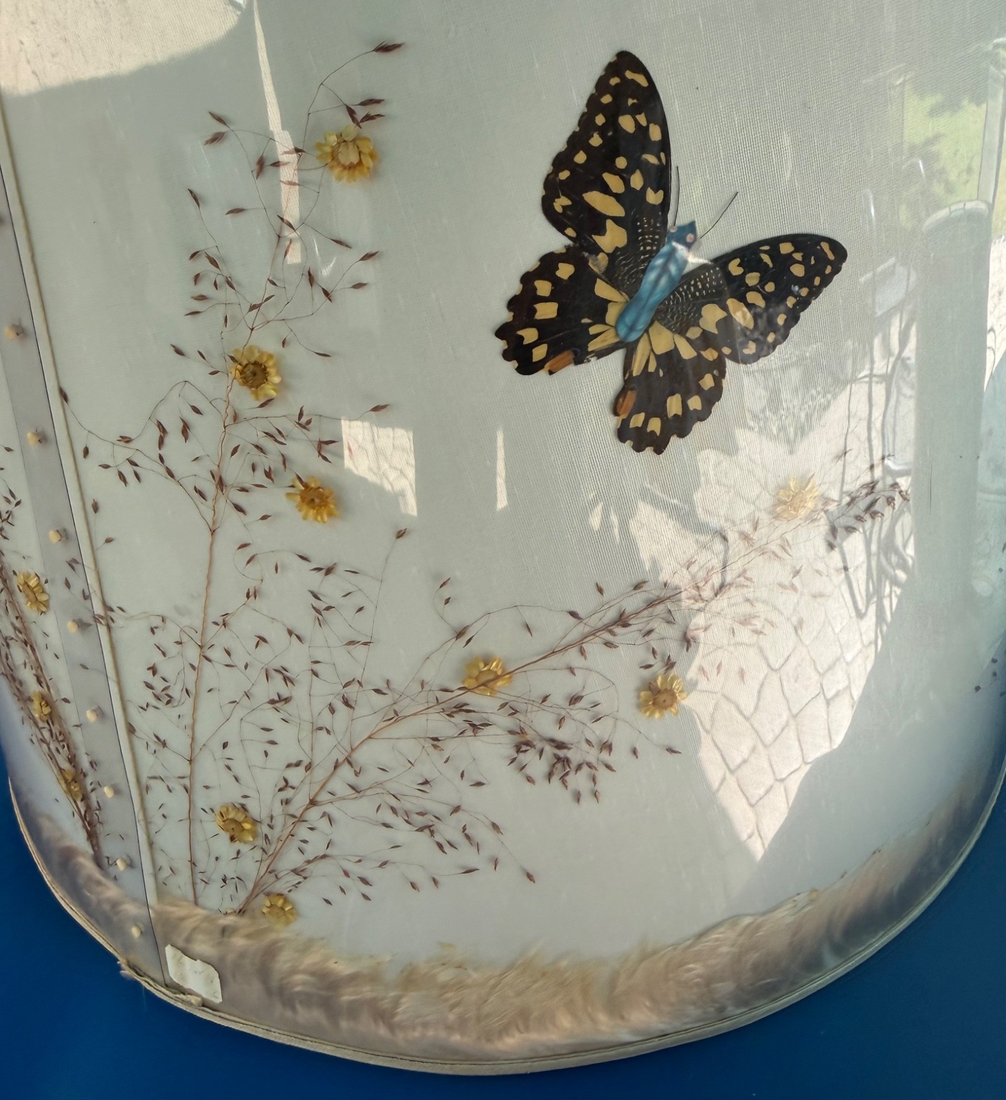 Vintage Van Briggle Butterfly Flower Feather Lamp Shade